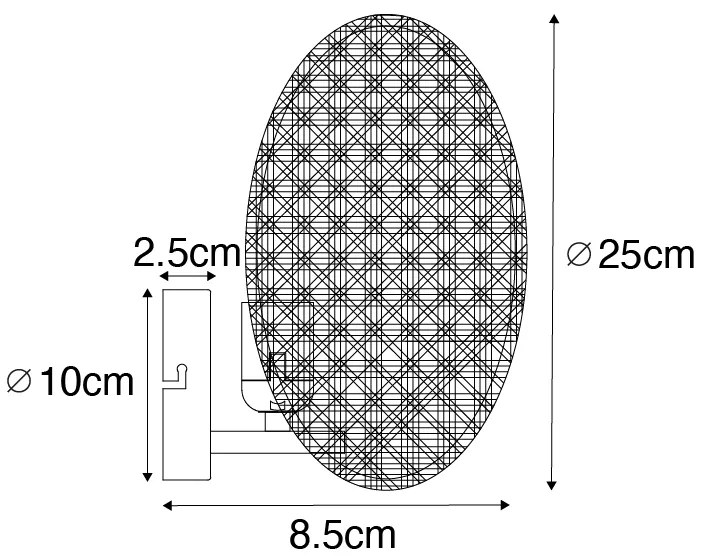 Aplică rustică neagră cu ratan 25 cm - Kata