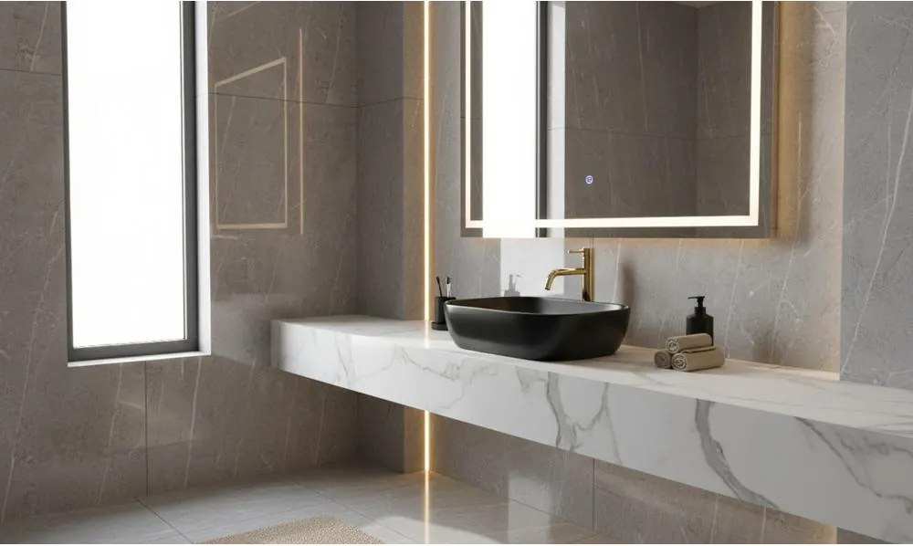 Lavoar pe blat Ceramic Basaro Hestia negru mat