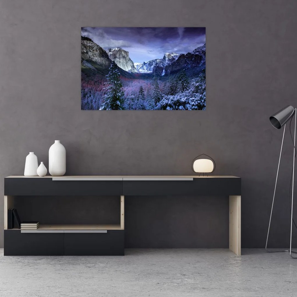 Tablou cu peisaj montan iarna (90x60 cm)