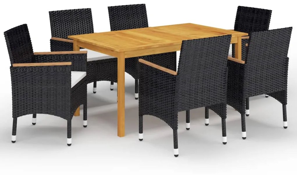 3067771 vidaXL Set mobilier de grădină, 7 piese, negru