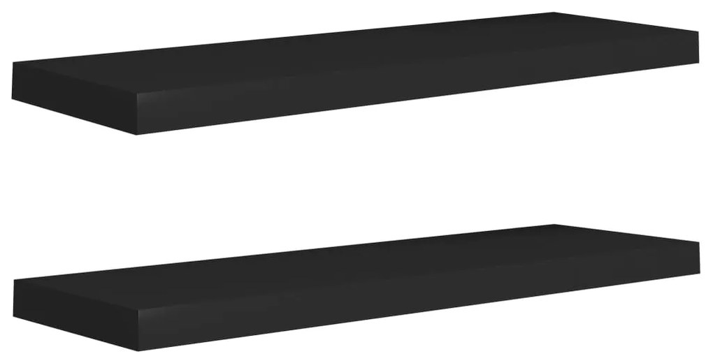 323836 vidaXL Rafturi de perete suspendate 2 buc., negru, 80x23,5x3,8 cm, MDF