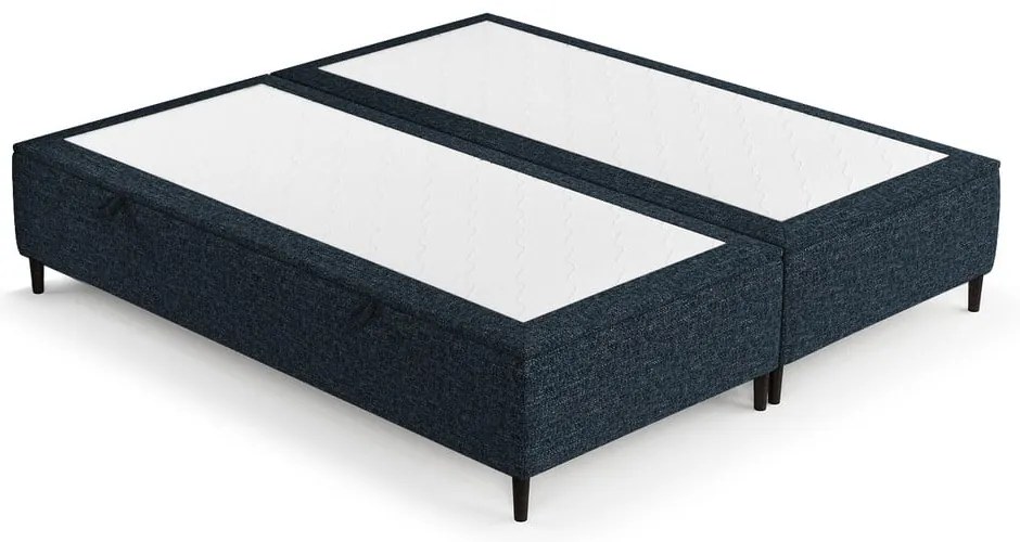 Pat matrimonial albastru închis tapițat cu spațiu de depozitare 200x200 cm Tate – Maison de Rêve