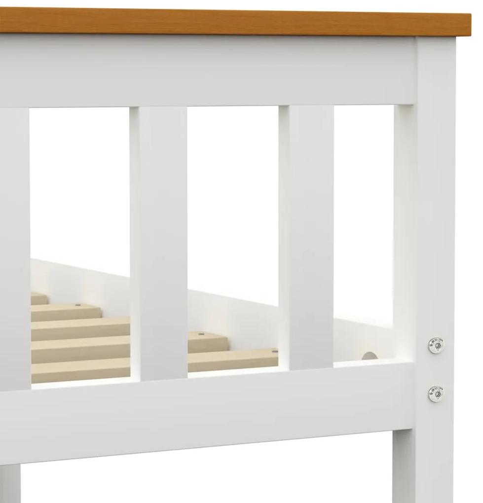 Cadru de pat, alb, 160 x 200 cm, lemn masiv de pin Alb si maro, 160 x 200 cm