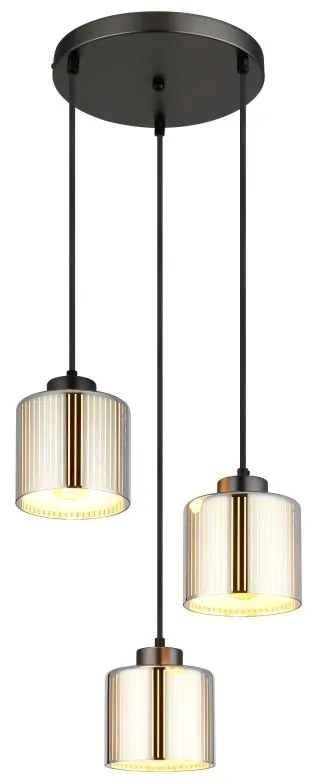Lustra suspendata design modern FELICIA 3L negru/crom 16056-3HR GL