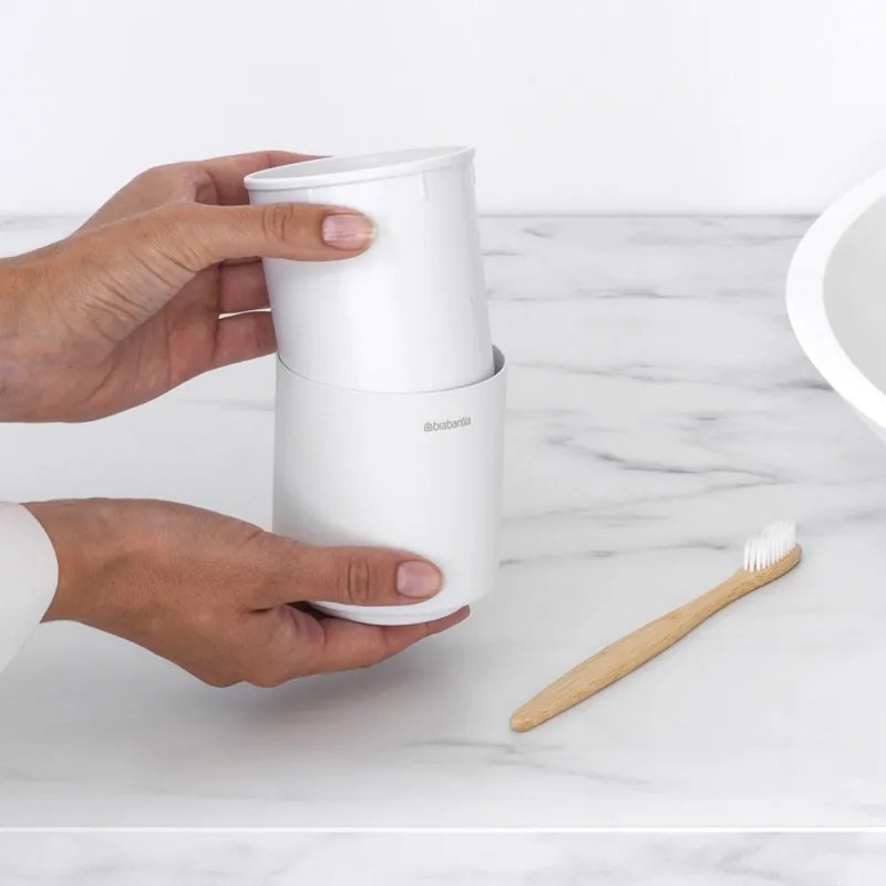 Suport periute de dinti Brabantia MindSet 1005685, Curatare usoara, Acoperire minerala, Alb