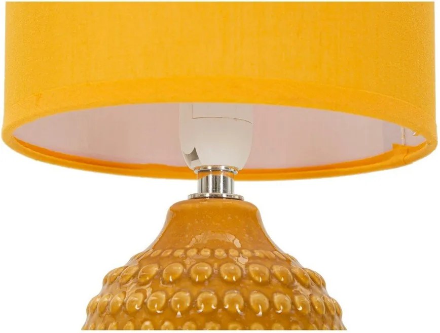 Veioză galben-muștar din ceramică cu abajur textil (înălțime 30,5 cm) Points – Mauro Ferretti