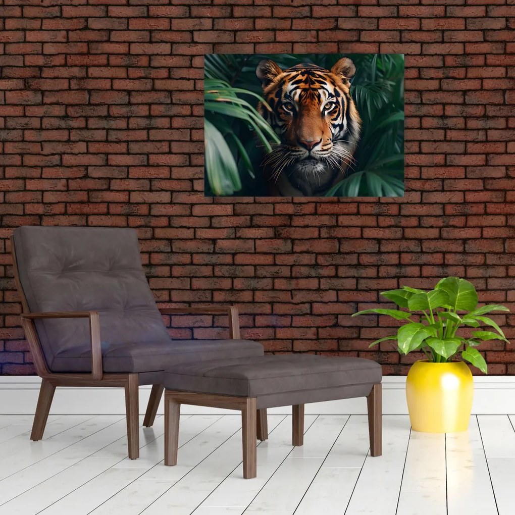 Tablou - Portretul unui tigru în junglă (70x50 cm)
