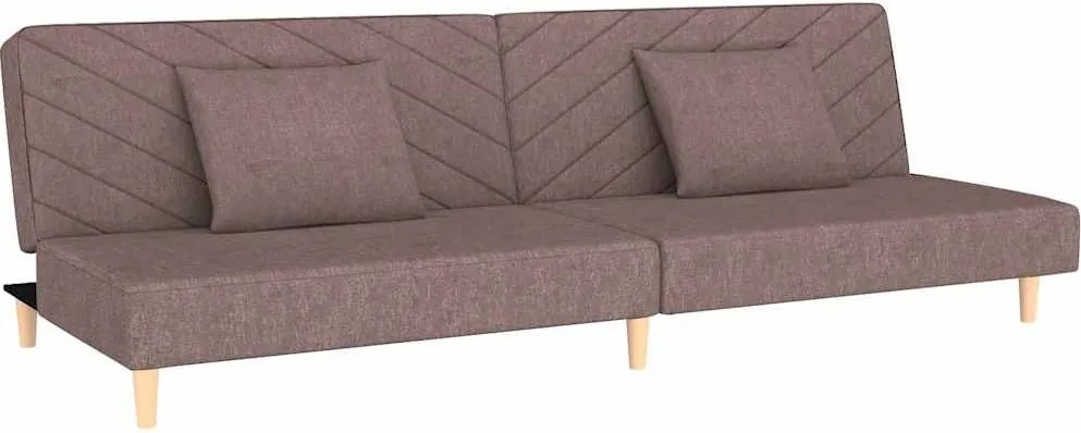 vidaXL Canapea extensibilă cu 2 locuri, 2 perne, gri taupe, textil