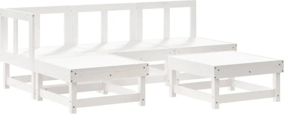 vidaXL Set mobilier relaxare de grădină 5 piese alb lemn masiv de pin