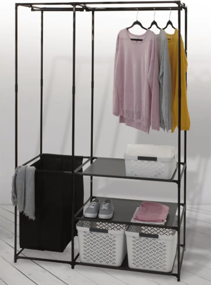 Raft multifuncţional pentru dulap, negru, ASKOT