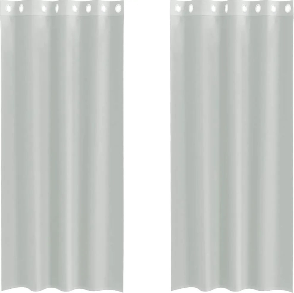 vidaXL Perdele Voile cu Oelii 2 buc Gri deschis 140x245 cm