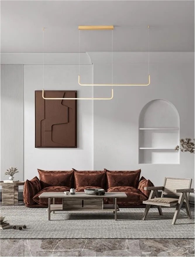 Lustra LED suspendata liniara Strita auriu
