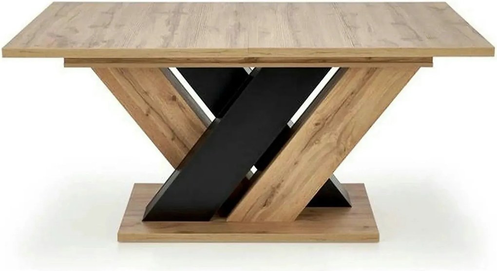 Masa extensibila BRANDON, stejar wotan/negru, PAL laminat, 160/200x90x