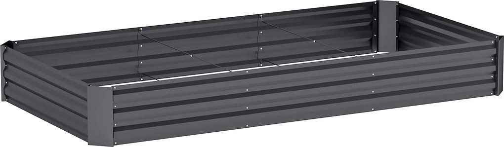 Outsunny Strat de Grădină Înălțat Galvanizat cu Partea Inferioară Deschisă, 240x120x30 cm, Gri | Aosom Romania