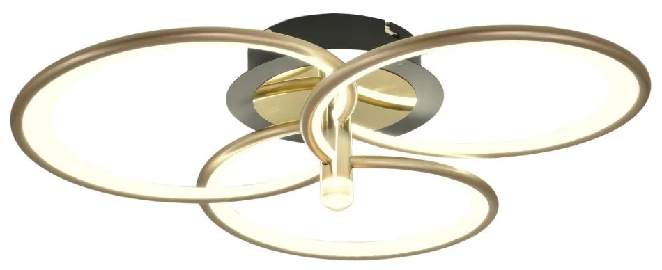 Lustra LED Maddy One, Cu Telecomanda, 3 Tipuri De Lumina, Intensitate Reglabila, 63W, Negru/Auriu