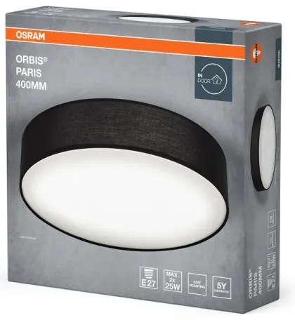 Osram - Plafonieră ORBIS PARIS 2xE27/25W/230V Ø 40 cm negru