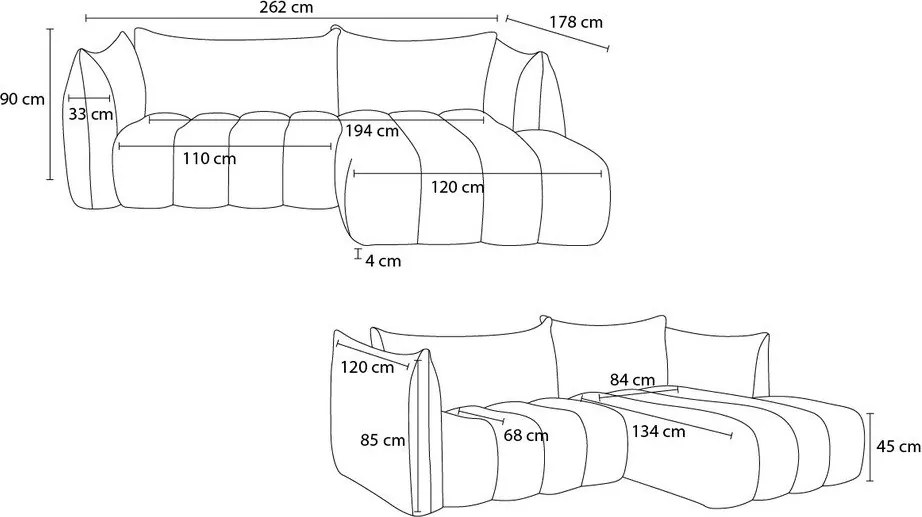 Colțar albastru închis cu tapițerie din țesătură bouclé (cu colț pe partea stângă/cu șezlong) Azra – Bobochic Paris