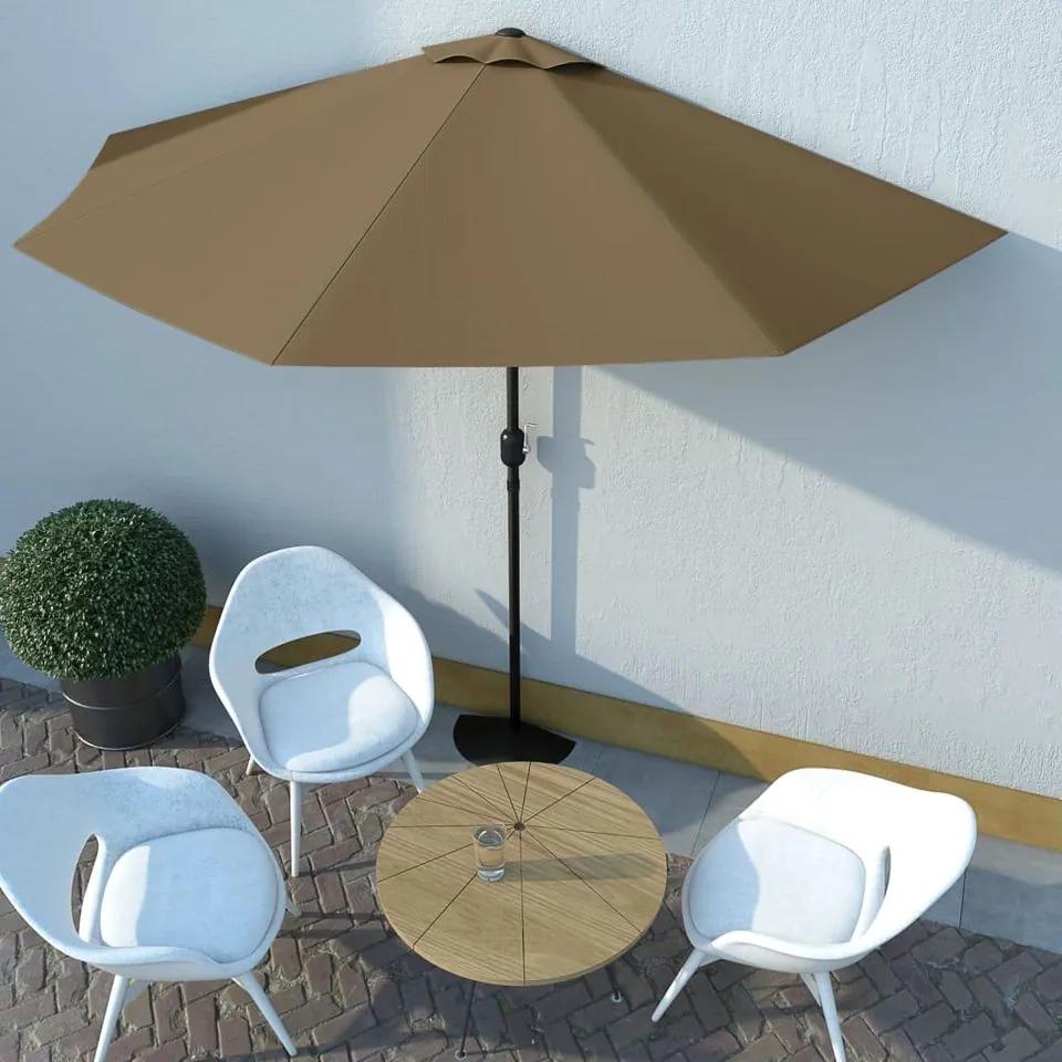 Umbrelă de soare de balcon cu tijă aluminiu gri taupe 300x150cm