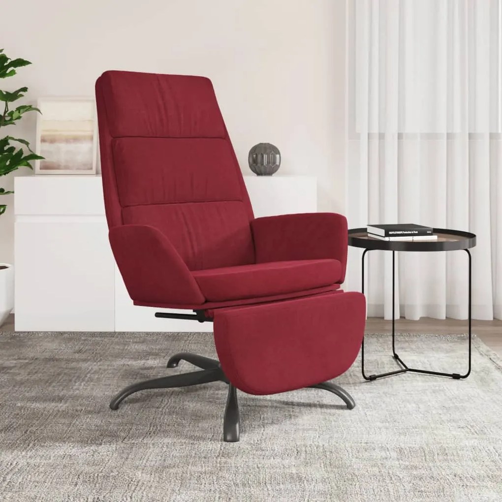 3097913 vidaXL Scaun de relaxare cu taburet, roșu vin, catifea