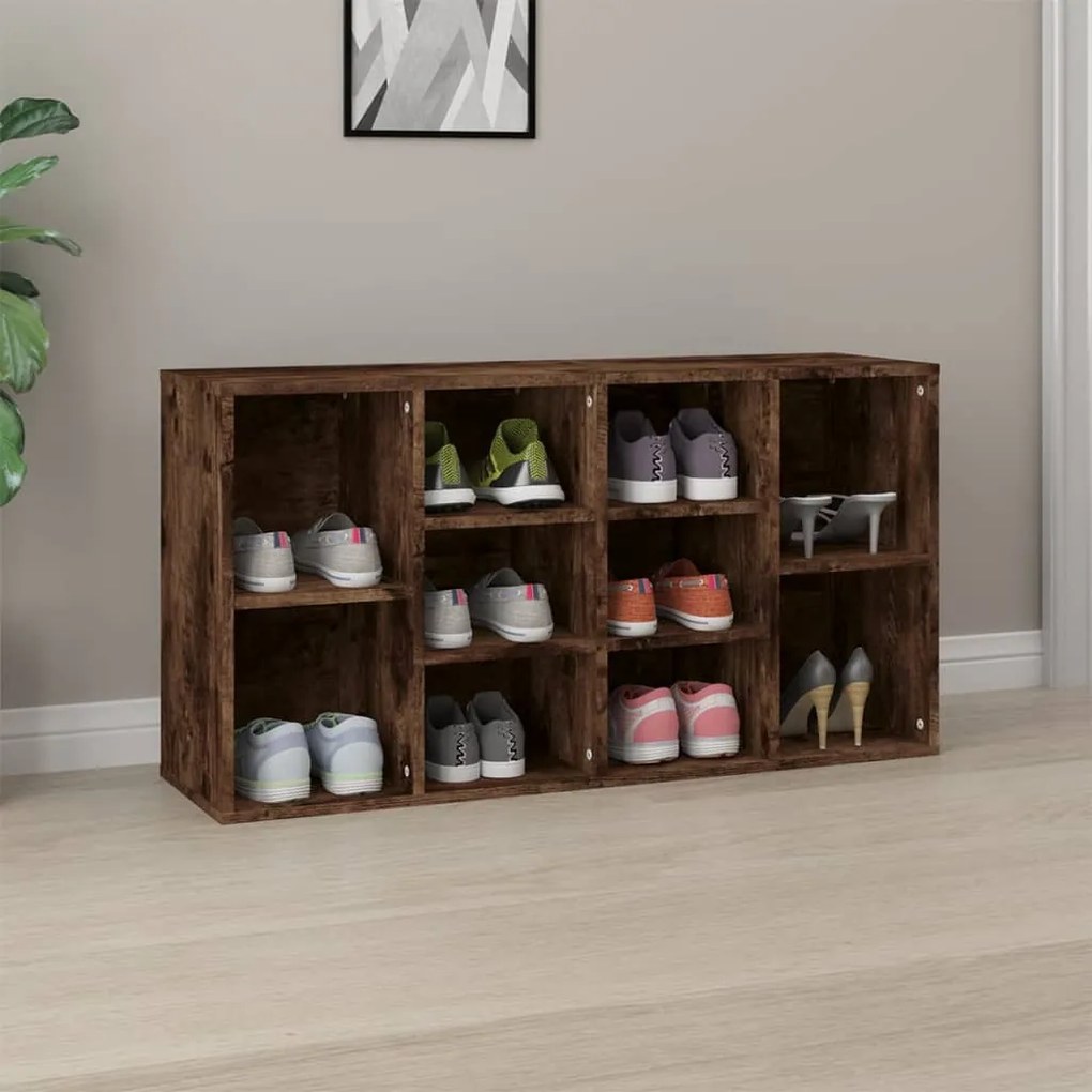vidaXL Bancă de pantofi, stejar fumuriu 103x30x54,5 cm lemn prelucrat