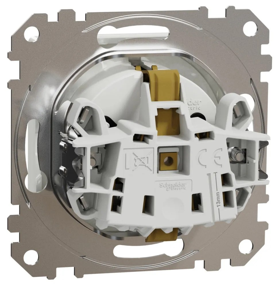Priza simpla cu impamantare, cu capac, 16A, IP20, Alb Schneider Sedna Design