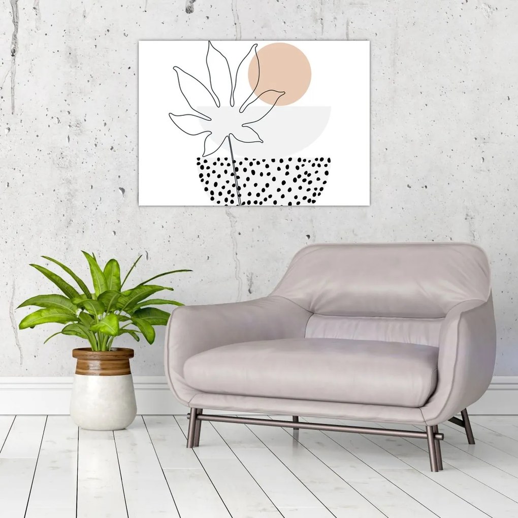 Tablou pe sticlă - Linie de artă flori N⁰3 (70x50 cm)