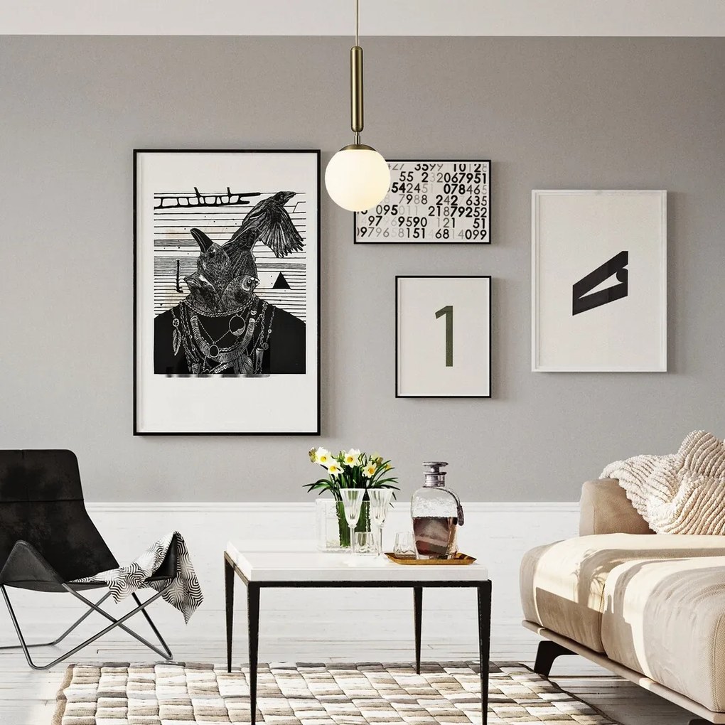 Lustra, Pendul modern auriu cu abajur din sticla alba Divina 5352 RX