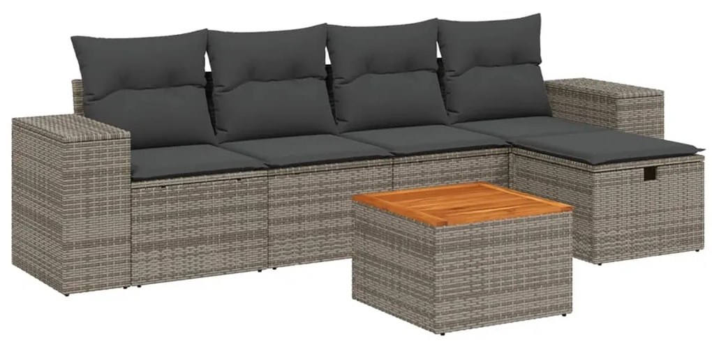 3265169 vidaXL Set mobilier grădină cu perne, 6 piese, gri, poliratan