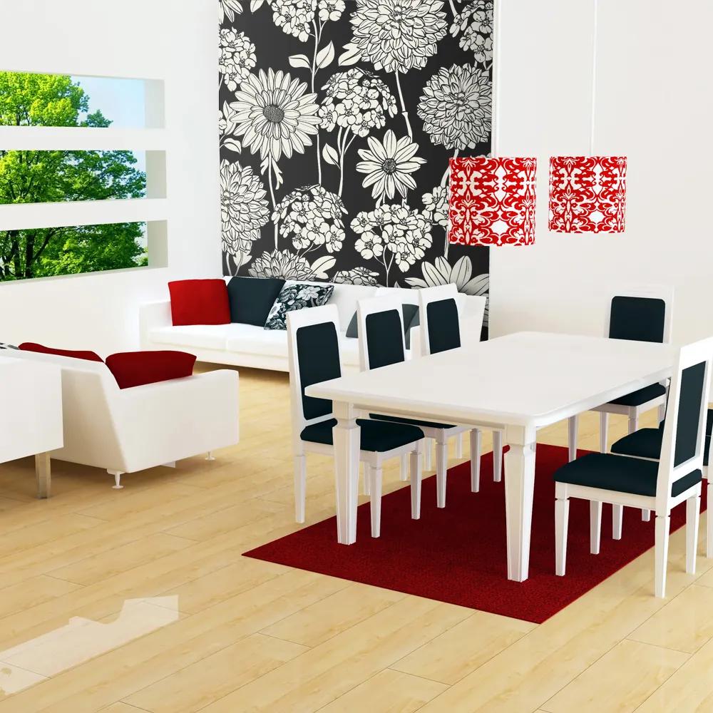 Fototapet Bimago - Black and white floral pattern + Adeziv gratuit 200x154 cm