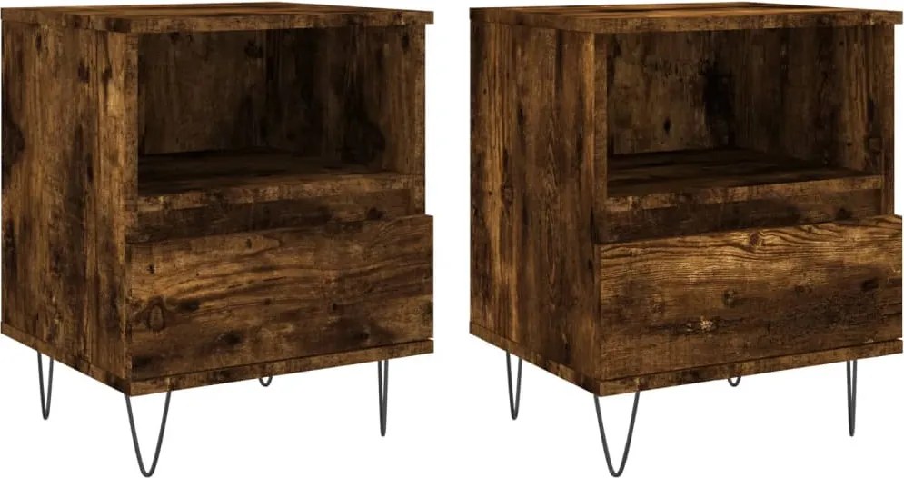 vidaXL Noptiere, 2 buc., stejar fumuriu, 40x35x50 cm, lemn compozit