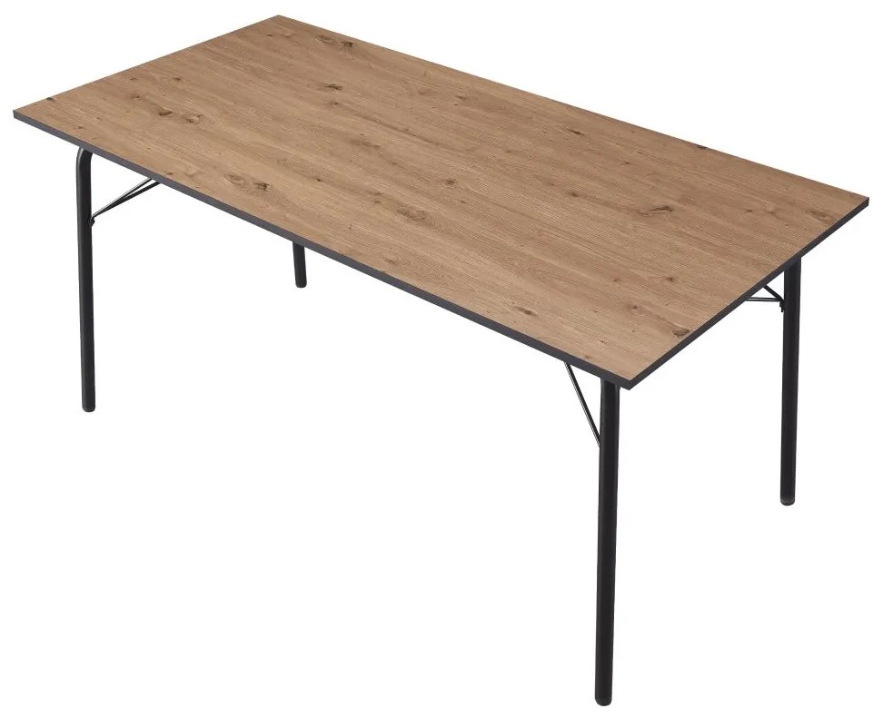 Masă de sufragerie 160 MALAK (stejar artisan + Negru) (pentru 6-8 persoane). 1091472
