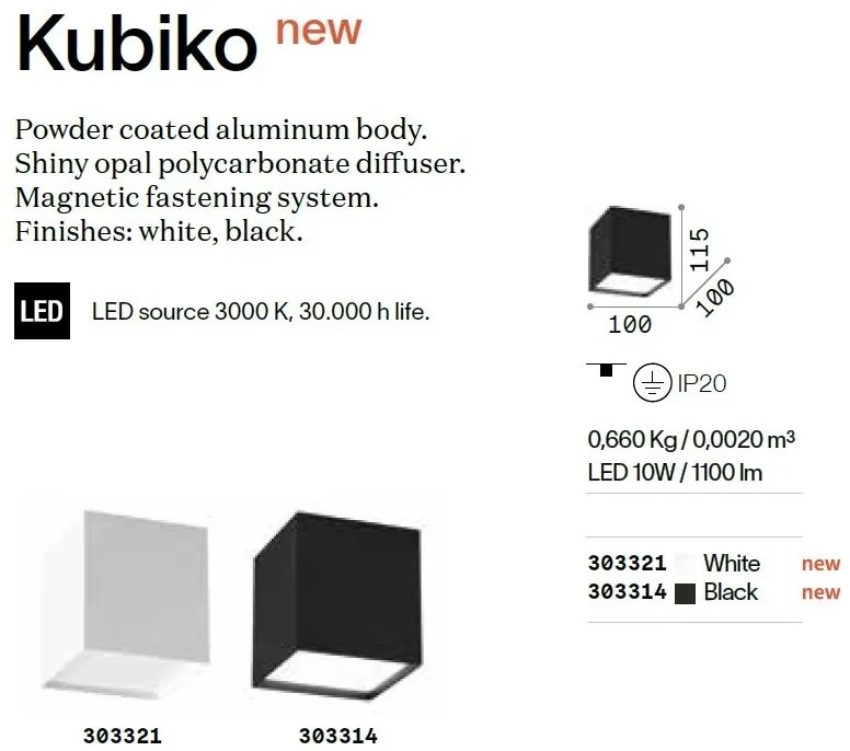 Spot LED aplicat Kubiko pl alb