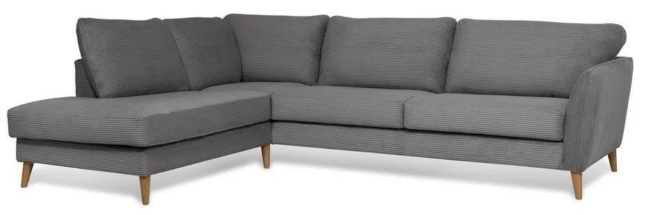 Colțar gri închis cu tapițerie din catifea reiată (cu colț pe partea stângă ) Paris – Scandic