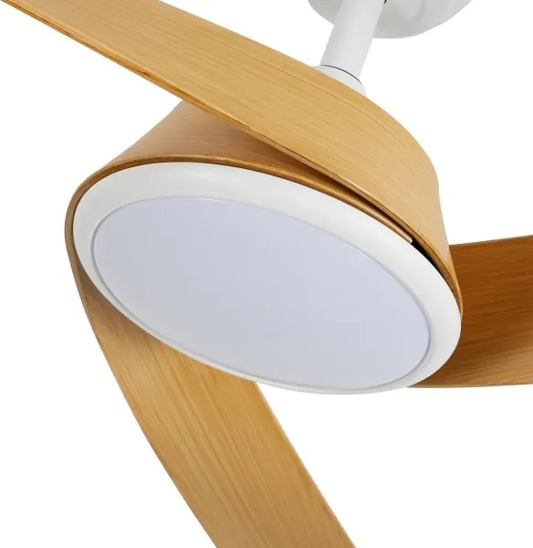 ZEVENTI - Ventilator de tavan LED AERYS, 24W, 230V, Wi‑Fi Tuya, alb/stejar + telecomandă