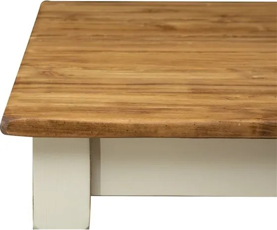 Masa fixa, L90 90 H78 cm, culoare natur alb antic, Lemn Masiv