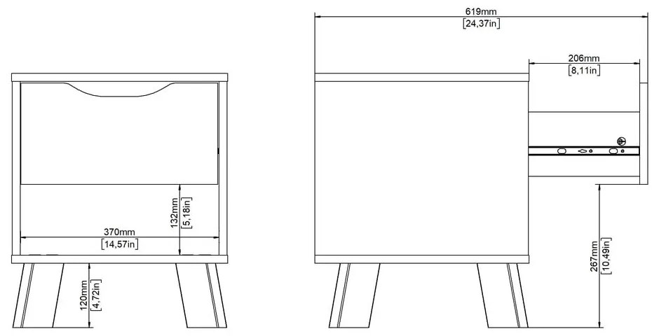 Noptieră albă-în culoare naturală Ikast – Tvilum