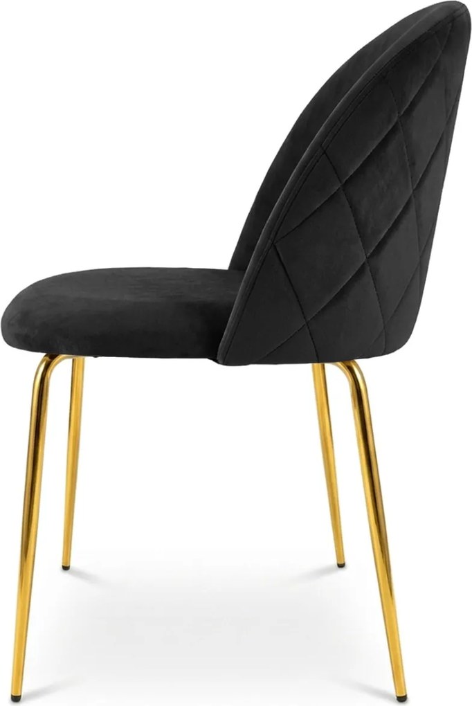 Scaun bucatarie INCA VELVET din catifea cu picioare aurii, neagra