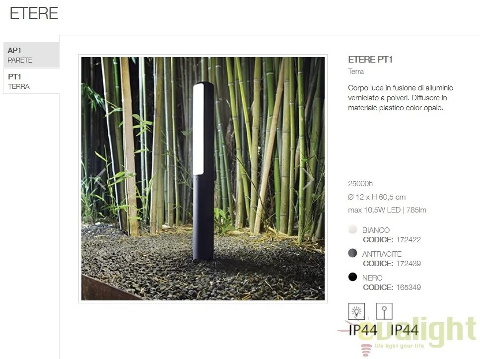Stalp LED iluminat exterior design modern ETERE PT ANTRACITE 4000K 172439