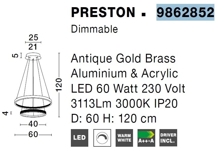 Lustra LED dimabila, design modern PRESTON