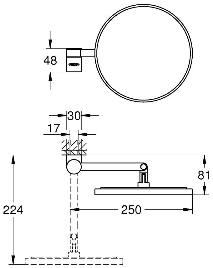 Grohe Selection Oglinda cosmetica O20 cm, antracit (hard graphite)
