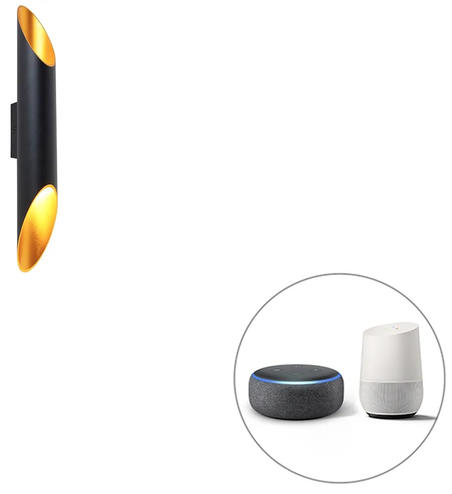 Lampă de perete inteligentă neagră 5,6 cm inclusiv 2 GU10 Wifi - Organo
