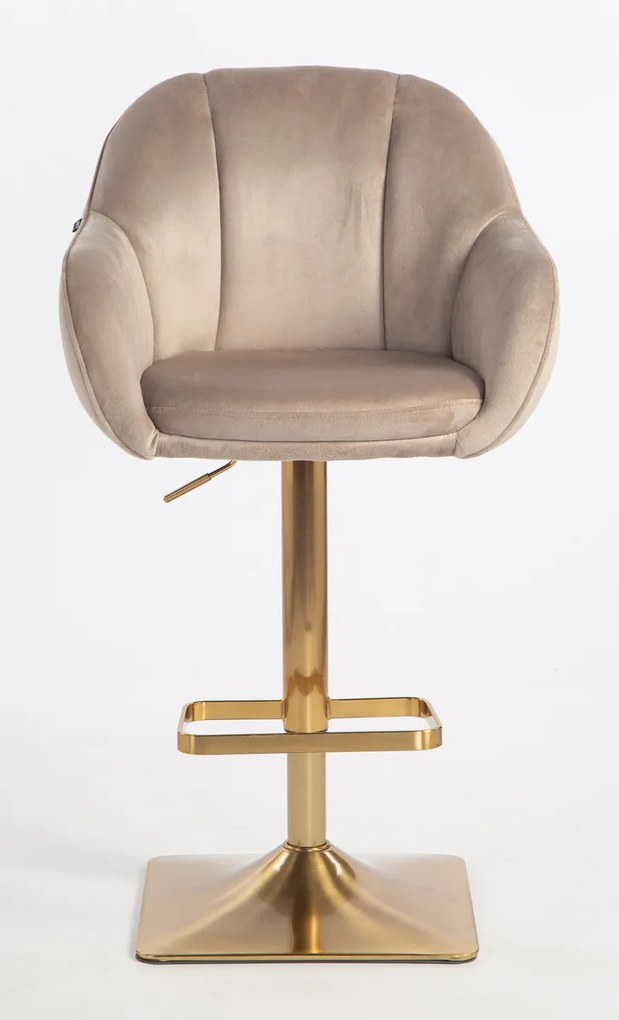 HR2055KW Scaun Latte din Catifea cu Bază Aurie