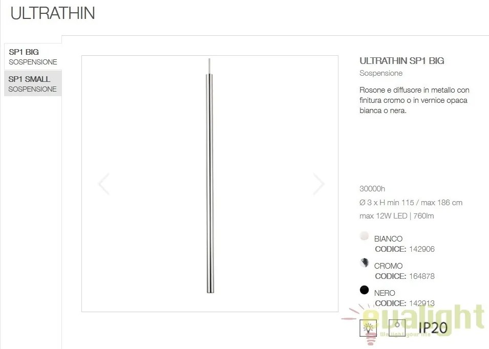 Pendul LED modern design ultra-slim ULTRATHIN SP1 CROMO 164878