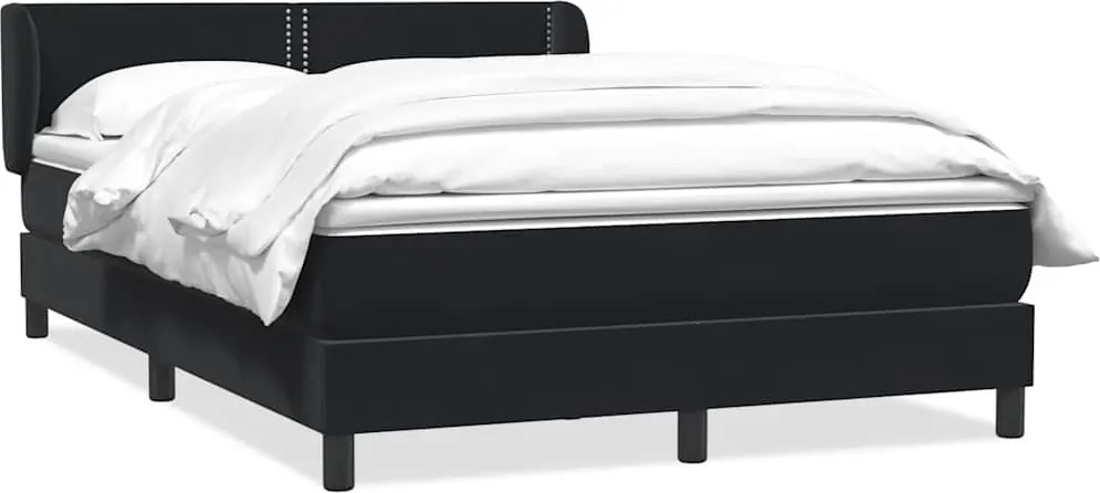 vidaXL Pat box spring cu saltea, negru, 160x210 cm, catifea