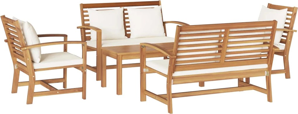 vidaXL Set de canapele pentru grădină 5 pcs natural Lemn solid de tec