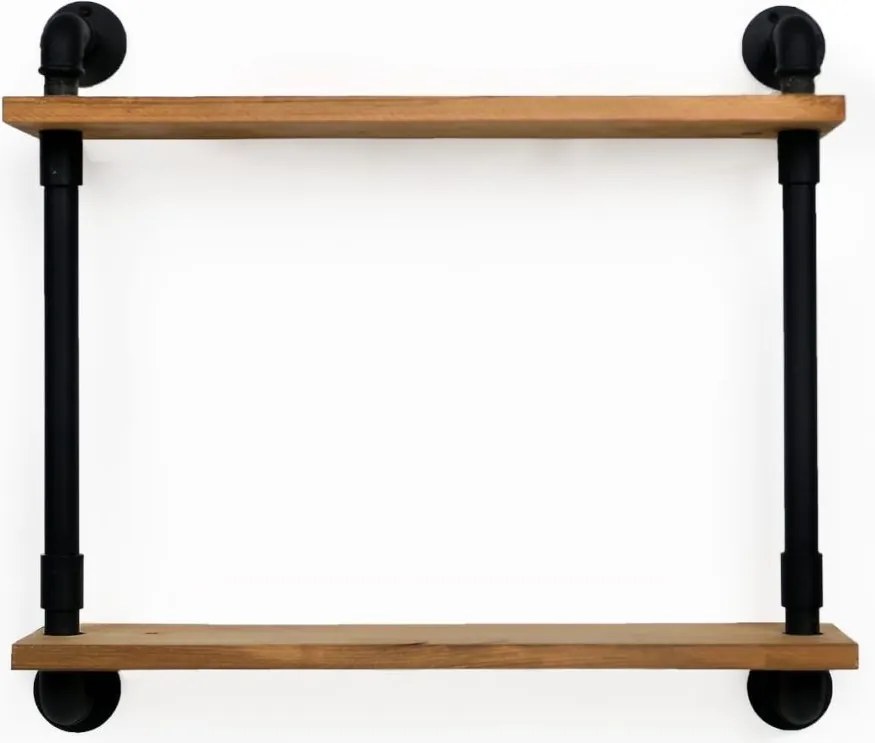 Raft cu 2 polite stil industrial din lemn-metal Homs 50x48x12 cm