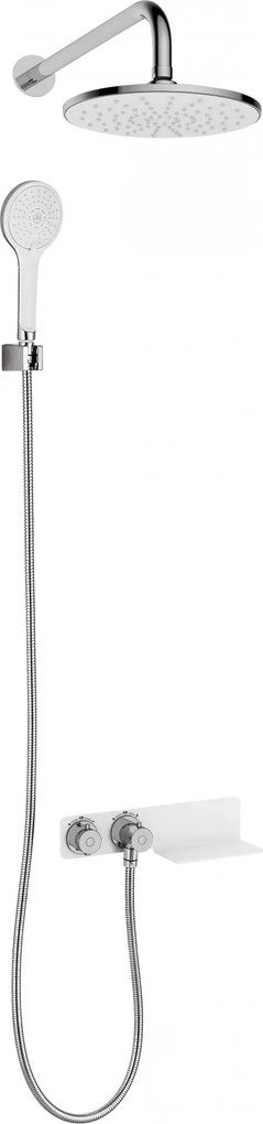 Set de dus incastrat, cu palarie, para de dus si baterie cu termostat, crom, Deante Lobelia
