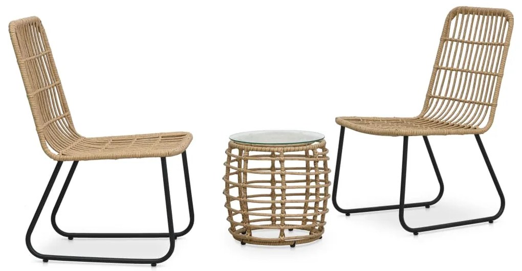 vidaXL Set mobilier de bistro, 3 piese, stejar, poliratan