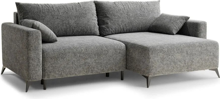 Colțar gri extensibil/cu spațiu de depozitare cu tapițerie din chenille (cu colț pe partea dreaptă/cu șezlong) Leon – Maison de Rêve