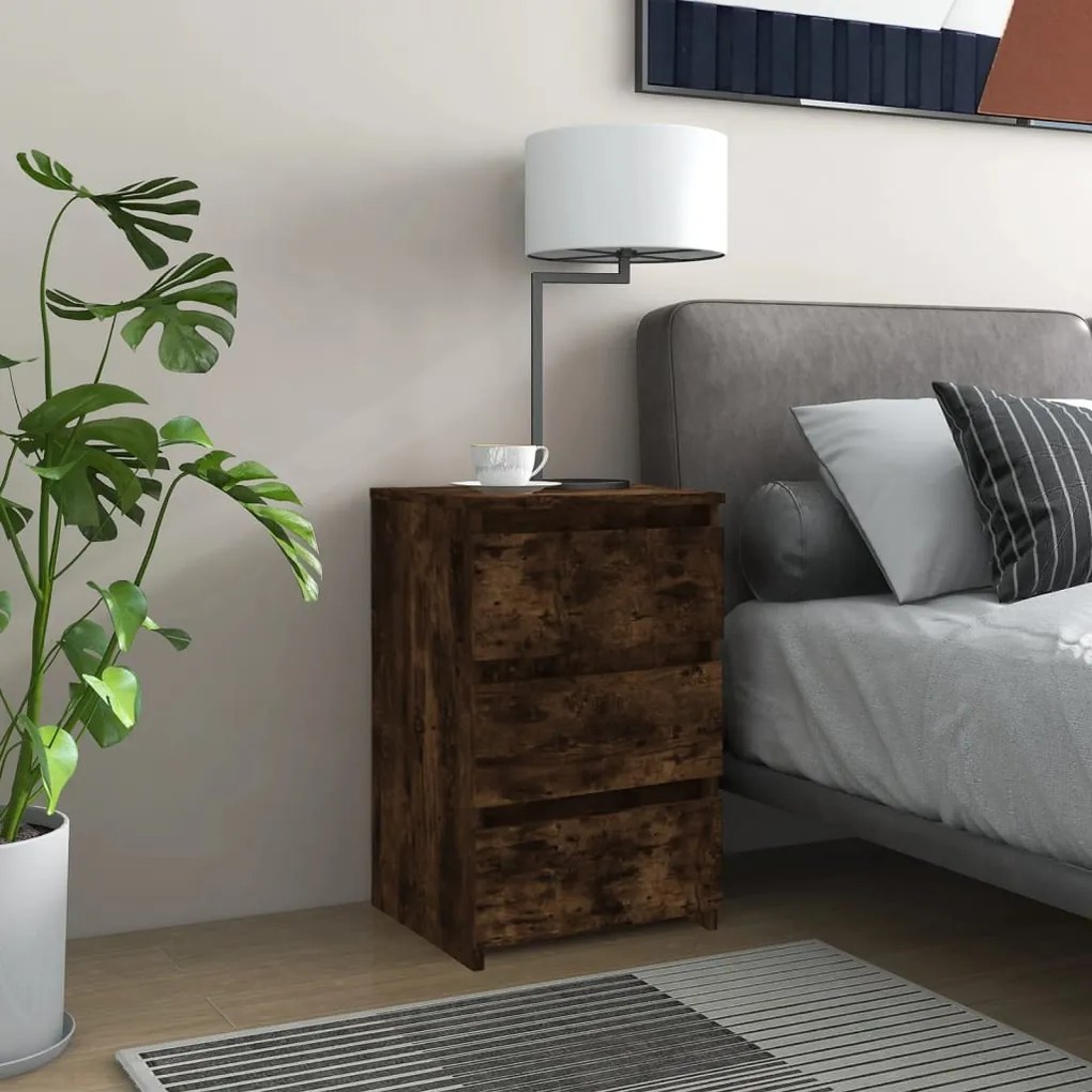 815172 vidaXL Noptiere, 2 buc., stejar fumuriu, 40x35x62,5 cm, lemn prelucrat